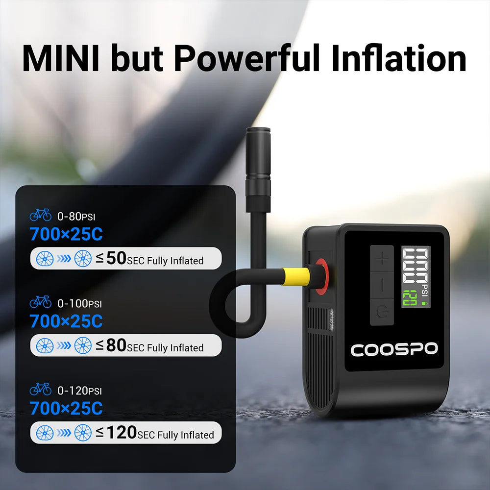 SUPERIOR BIKE Mini Electric Air Pump  120PSI 500mAh