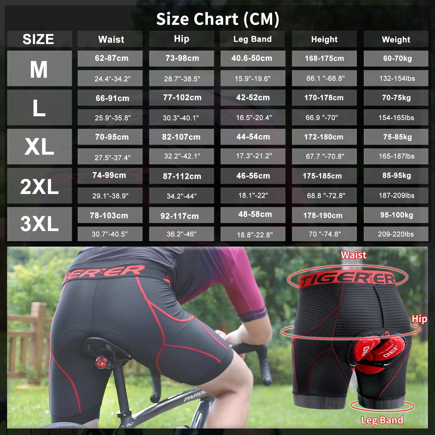 SUPERIOR BIKE X-TIGER Men's Cycling Underwear Shorts 5D Padded Sports