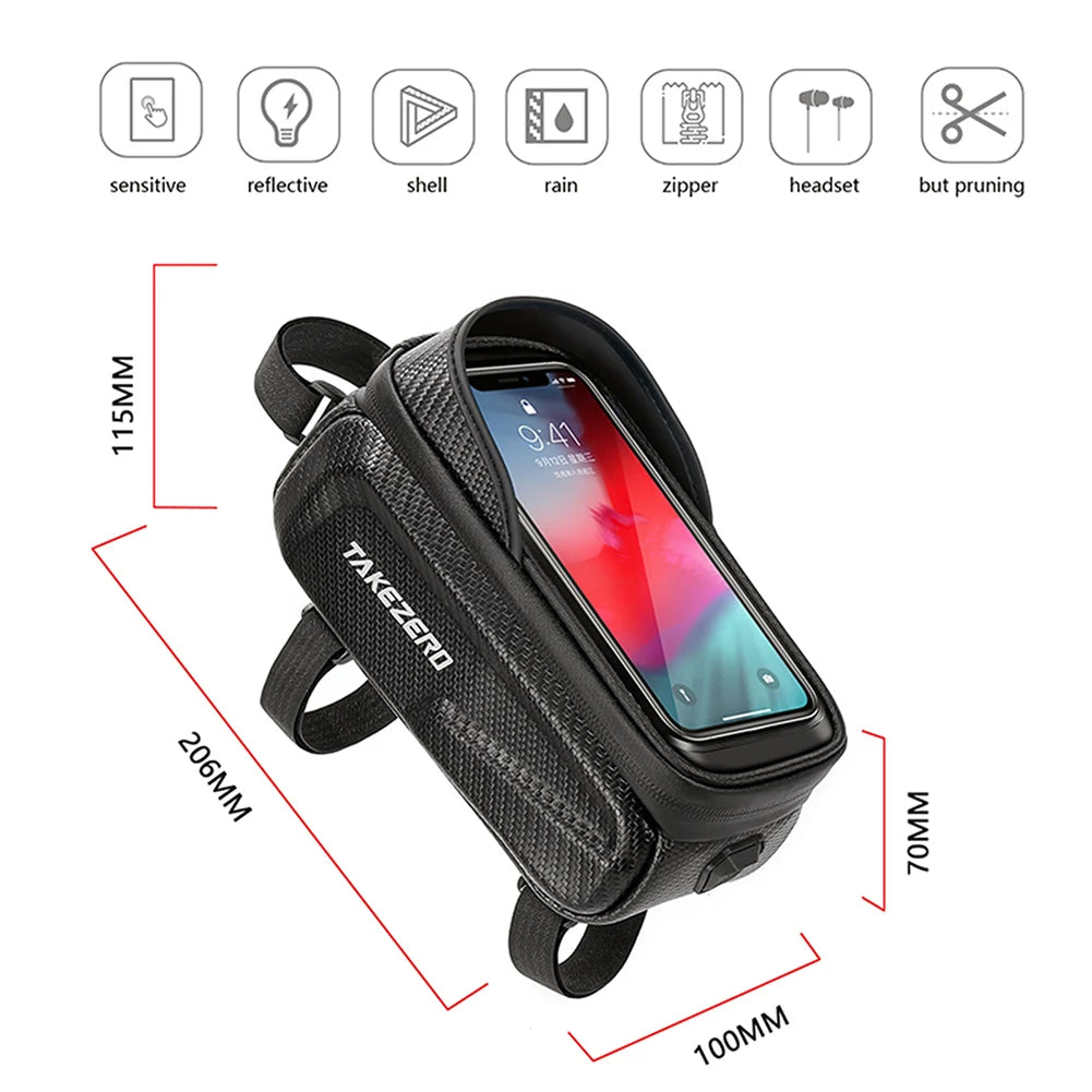 SUPERIOR BIKE Bag Bicycle Front Phone Case Holder with Touchscreen Top